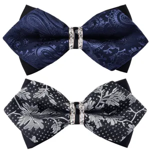 Men's Formal Bowtie Crystal Rhinestone Pointed Bow Tie Wedding Business Suit Neckwear Party Accessories