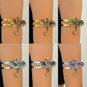 Retro Flying Dragon Armlet For Women Punk Alloy Arm Bangle Personalized Gothic Drip Oil Dragon Arm Cuff Pin Brooch Jewelry