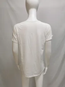 Mujer casual sólido blanco manga corta camiseta básica top de verano ropa diaria cómoda