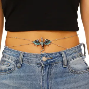 Cadena de cintura de dragón retro para mujeres y hombres, joyería de cuerpo cadena de vientre.