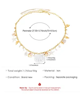 Boho Beach Seashell Starfish Metal Waist Chain Body Jewelry for Summer Accessories