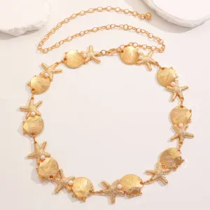 Gold seashell starfish waist chain bohemian beach dress metal body jewelry accessory