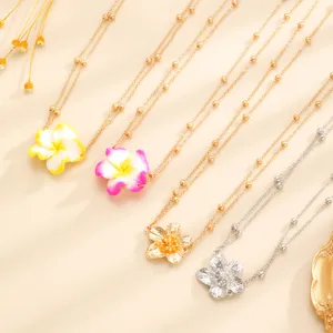 Bohemian flower pendant multi strand satellite chain necklace set fashion beach resort jewelry