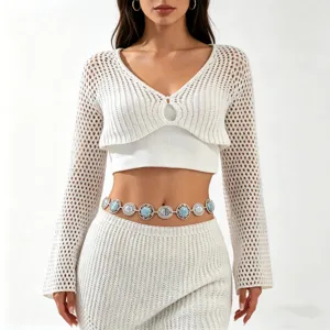 Bohemian metal waist chain with stone charms, stylish body jewelry accessory for women beach.