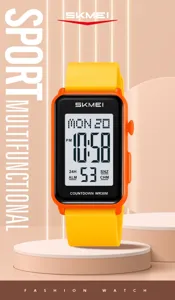 Montre numérique étanche de sport SKMEI pour homme et femme, bracelet carré LED.