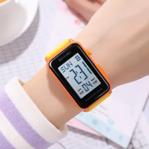 Montre electronique numerique carree pour etudiants, montre de sport etanche coloree