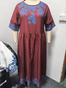 Bohemian plus size long sleeve dress casual round neck vintage floral print elegant maxi dress