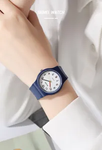 Orologio al quarzo minimalista SKMEI per studenti, orologio blu impermeabile 50m.