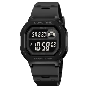 Men waterproof digital square watch sports dual time LED electronic wristwatch for outdoor