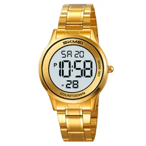 Orologio digitale dorato con cinturino in metallo da uomo orologio elettronico