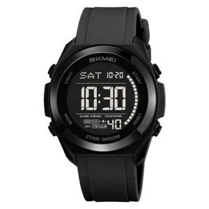 Orologio sportivo digitale impermeabile SKMEI per uomo e donna, cinturino in gomma nera.