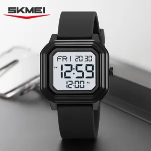 Quadratische Digitaluhr Multifunktions Wasserdichte Sportuhr Mit Silikonarmband Dualzeit Alarm EL Hintergrundbeleuchtung Für Herren Damen