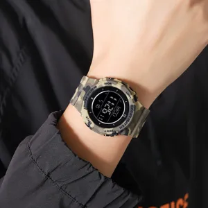 Montre de sport numérique camouflage pour homme, montre étanche tactique en résine.