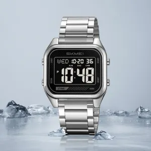 Square Stainless Steel Zinc Alloy Digital Men Watch Multi Function Waterproof Luminous Electronic Wristwatch Business Commuting Timepiece