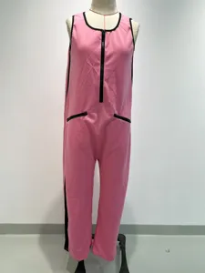 2026 Nuovo Tutina Donna Casual Collo Giro Senza Maniche Chiusura Zip Gamba Larga Stile