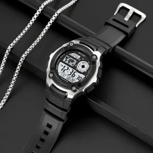 Men Digital Sports Watch Dual Time Alarm Stopwatch Waterproof Military Tactical Wristwatch Outdoor Electronic Watch For Men