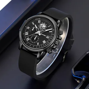 SKMEI Herren Business Freizeit Quarzuhr mit schwarzem Silikonarmband und Chronograph Hauptansicht