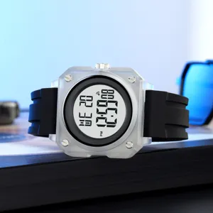 Skmei Orologio Sportivo da Uomo Impermeabile Outdoor Personalizzato Quadrato Orologio Digitale Multifunzione Cronografo Cinturino in Silicone 2488