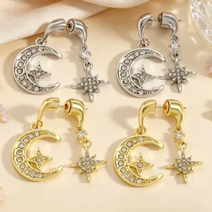 Oorbellen met strass maan en ster minimalistisch design stijlvolle sieraden chic