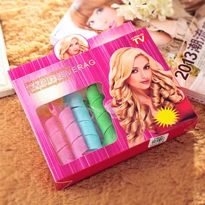 Magic leverag spiral hair curlers set, pink packaging box, easy DIY styling tools for women.