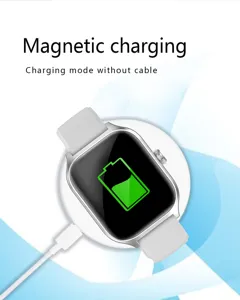 Smartwatch magnetic wireless charging detail view showing convenient power replenishment.