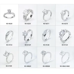 Wholesale S925 sterling silver moissanite diamond ring collection, multi-style rings.