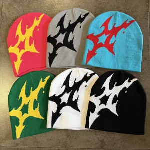 Harajuku Hip Hop Windrad Muster Strickmütze Für Herren Damen Streetwear Einstellbar Flamme Grafik Acrylmischung Warme Wintermütze
