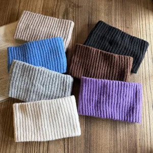 Minimalist Wool Blend Solid Knit Headband For Women Autumn Winter Wide Brim Ear Protection Elastic Soft Warm Ribbed Hairband Accessories