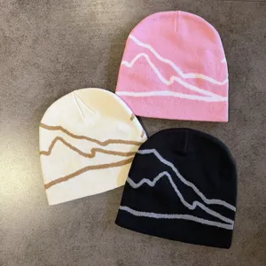 Berretto in maglia con onde rétro per uomo donna, cappello di lana caldo autunno inverno.
