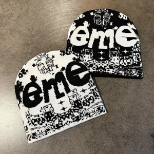 Halloween Totenkopf Stern Jacquard Strickmütze Hip-Hop warme Beanie für Damen und Herren Winter.