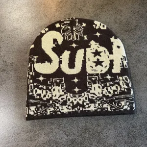 Herbst Winter warme Strickmütze mit Totenkopf und Stern Jacquard Street Hip Hop Stil.