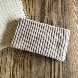 Wool blend knitted headband for women, wide winter warm hair hoop solid color casual.