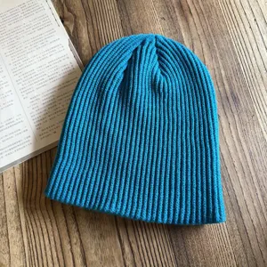 Einfarbige Rippstrick Mütze für Damen und Herren, Herbst Winter warme Schirmmütze.