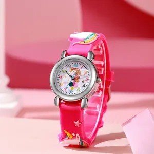 Kids Quartz Watch Cute 3D Cartoon Unicorn Design PVC Strap Waterproof Children Student Wristwatch Girl Boy Gift