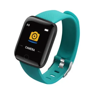 Reloj inteligente digital cuadrado con correa de silicona turquesa y rastreador de actividad.