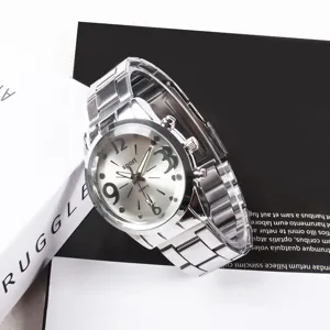 Fashion Quartz Watch With Luminous Pointer Metallic Strap Minimalist Round Dial Casual Business Wristwatch For Men Women