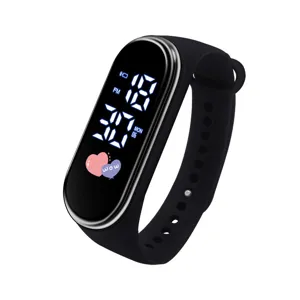 Freizeit Sport Touchscreen LED elektronische Uhr für Studenten, stilvolles schwarzes Silikonarmband.