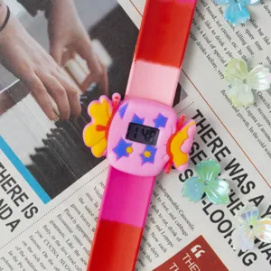Kinder Cartoon Slap Uhr mit digitalem Display und wunderschönem Schmetterling Zifferblatt.