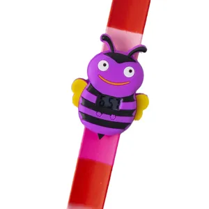 Kinder Cartoon Klappuhr süße lila Biene Digitaluhr Kinderspielzeug tolle Armbanduhr