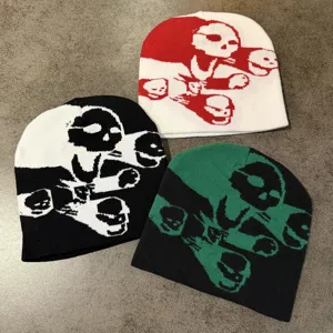 Modische Totenkopf Strickmütze Winter warme Hip Hop Pullover Mütze für Damen und Herren