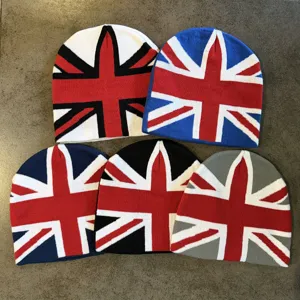 Unisex Union Jack Jacquard Gebreide Muts Britse Vlag Hip Hop Warme Winter Skully Cap Streetwear Voor Heren Dames