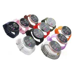 LED digital electronic watch for students, colorful silicone strap sports wristwatch.