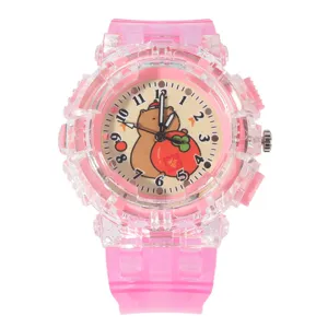 Orologio al quarzo con simpatici cartoni animati, lancette luminose, cinturino rosa, regalo.