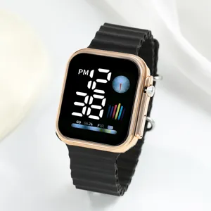 Fashion Square LED Digital Electronic Watch For Girls Students Simple Casual Silicone Strap Sport Wristwatch With Time Date Display