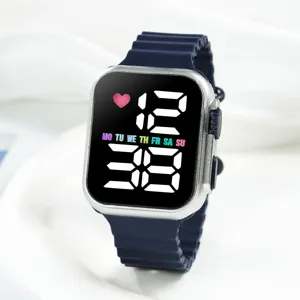 Montre Digitale Carrée à LED Électroplaquée de Mode Bracelet en Silicone Minimaliste Montre Bracelet Électronique Étudiant Pour Unisexe Quotidien Sport