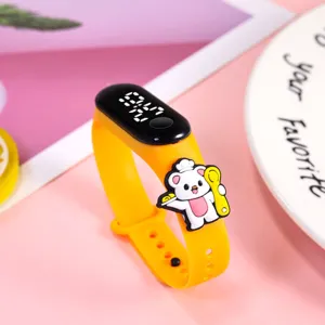 Kreative Cartoon Schüler LED Elektronische Uhr Gelbe Silikon Armband Süße Bär Dekor