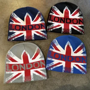 London Britse Vlag Gebreide Muts Voor Mannen Vrouwen Winter Warm Acryl Union Jack Skimuts Outdoor Sport Streetwear Muts