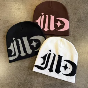 Autumn winter knit beanie hat street style colorblock warm skull cap for unisex new