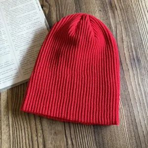 Einfarbige gerippte Strickmütze für Damen und Herren, dicke warme Winter Streetwear Mütze.