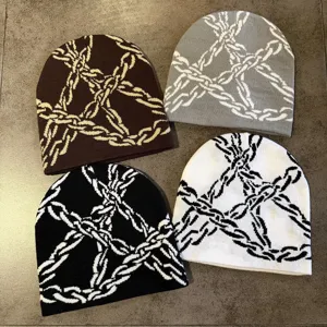 Gestreickte Mütze Winter warm Streetwear Y2K lässig stylische Beanie Kappe für Unisex
